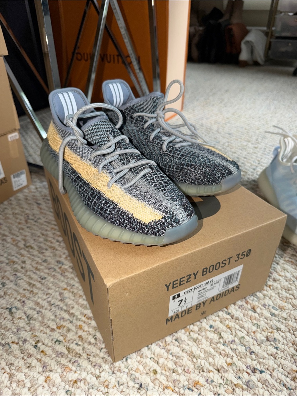 adidas Yeezy Boost 350 V2 Grey with Yellow Stripe